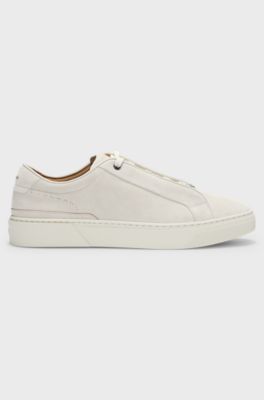 Sneakers Gary in pelle scamosciata con sistema di lacci elastici, Colore neutro