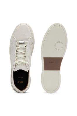 Gary trainers in suede with elastic lacing system, White