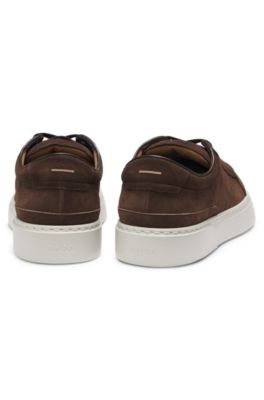 Gary trainers in suede with elastic lacing system, Dark Brown