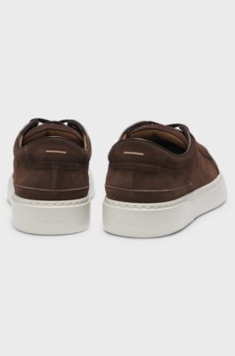 Gary trainers in suede with elastic lacing system, Dark Brown