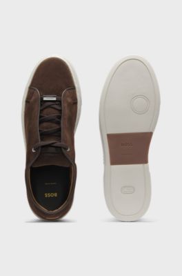 Gary trainers in suede with elastic lacing system, Dark Brown