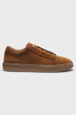 Gary trainers in suede with elastic lacing system, Brown