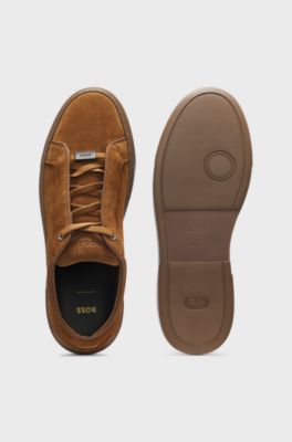 Gary trainers in suede with elastic lacing system, Brown