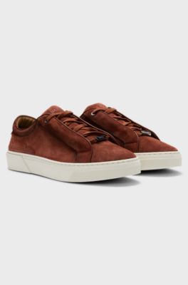Gary trainers in suede with elastic lacing system, Brown