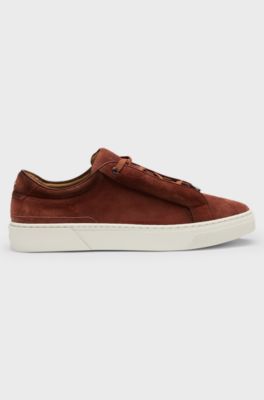 Gary trainers in suede with elastic lacing system, Brown