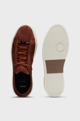 Gary trainers in suede with elastic lacing system, Brown