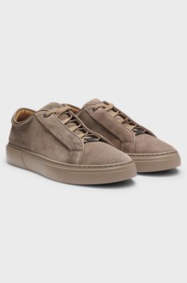 Gary trainers in suede with elastic lacing system, Khaki