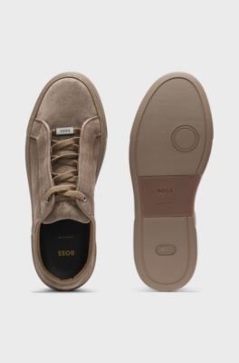 Gary trainers in suede with elastic lacing system, Khaki
