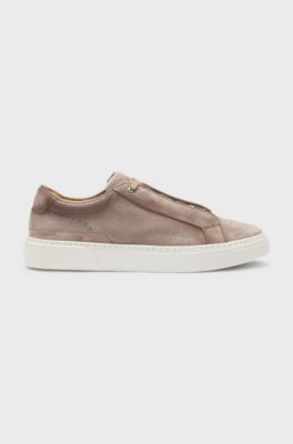 Sneakers Gary in pelle scamosciata con sistema di lacci elastici, Marrone chiaro