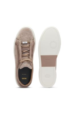 Gary trainers in suede with elastic lacing system, Light Brown