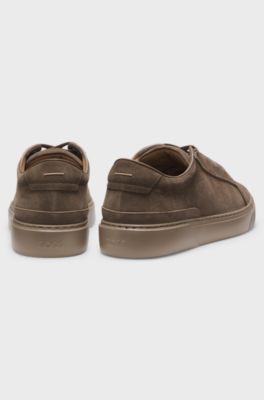 Gary-sneakers van su&egrave;de met elastisch vetersysteem, Beige