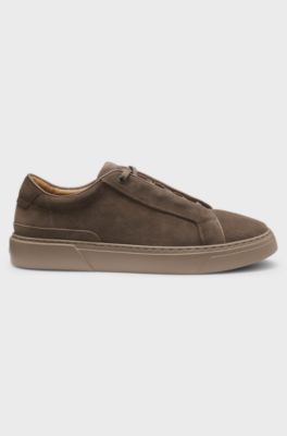Gary-sneakers van su&egrave;de met elastisch vetersysteem, Beige