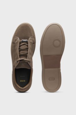 Gary trainers in suede with elastic lacing system, Beige