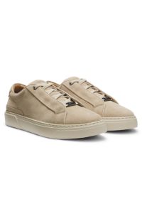 Gary trainers in suede with elastic lacing system, Beige