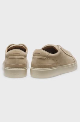 Gary Sneakers aus Veloursleder mit elastischem Schn&uuml;rsystem, Beige