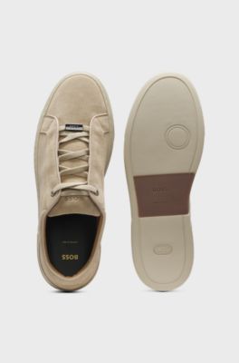 Gary Sneakers aus Veloursleder mit elastischem Schn&uuml;rsystem, Beige