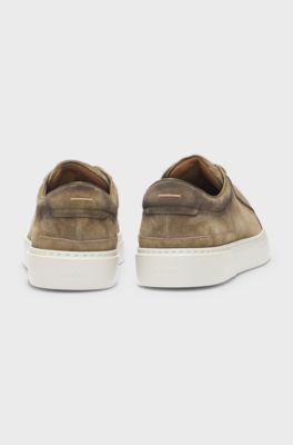 Sneakers Gary in pelle scamosciata con sistema di lacci elastici, Marrone