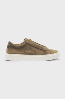 Sneakers Gary in pelle scamosciata con sistema di lacci elastici, Marrone
