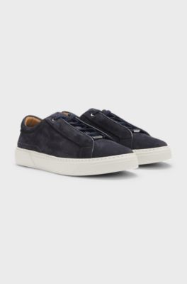Gary trainers in suede with elastic lacing system, Dark Blue