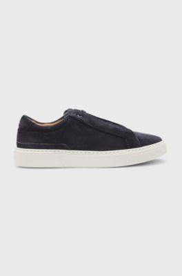 Gary-sneakers van su&egrave;de met elastisch vetersysteem, Donkerblauw