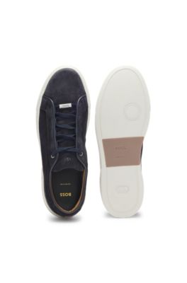 Gary trainers in suede with elastic lacing system, Dark Blue