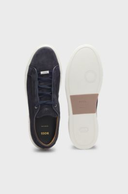 Gary-sneakers van su&egrave;de met elastisch vetersysteem, Donkerblauw