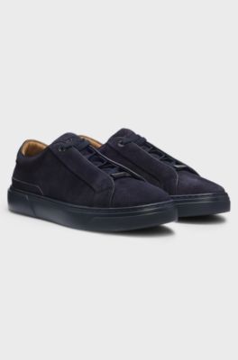 Gary Sneakers aus Veloursleder mit elastischem Schn&uuml;rsystem, Dunkelblau