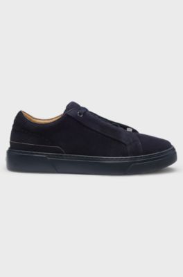 Gary-sneakers van su&egrave;de met elastisch vetersysteem, Donkerblauw