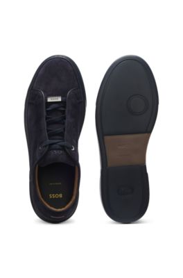 Gary trainers in suede with elastic lacing system, Dark Blue