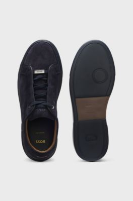 Sneakers Gary in pelle scamosciata con sistema di lacci elastici, Blu scuro