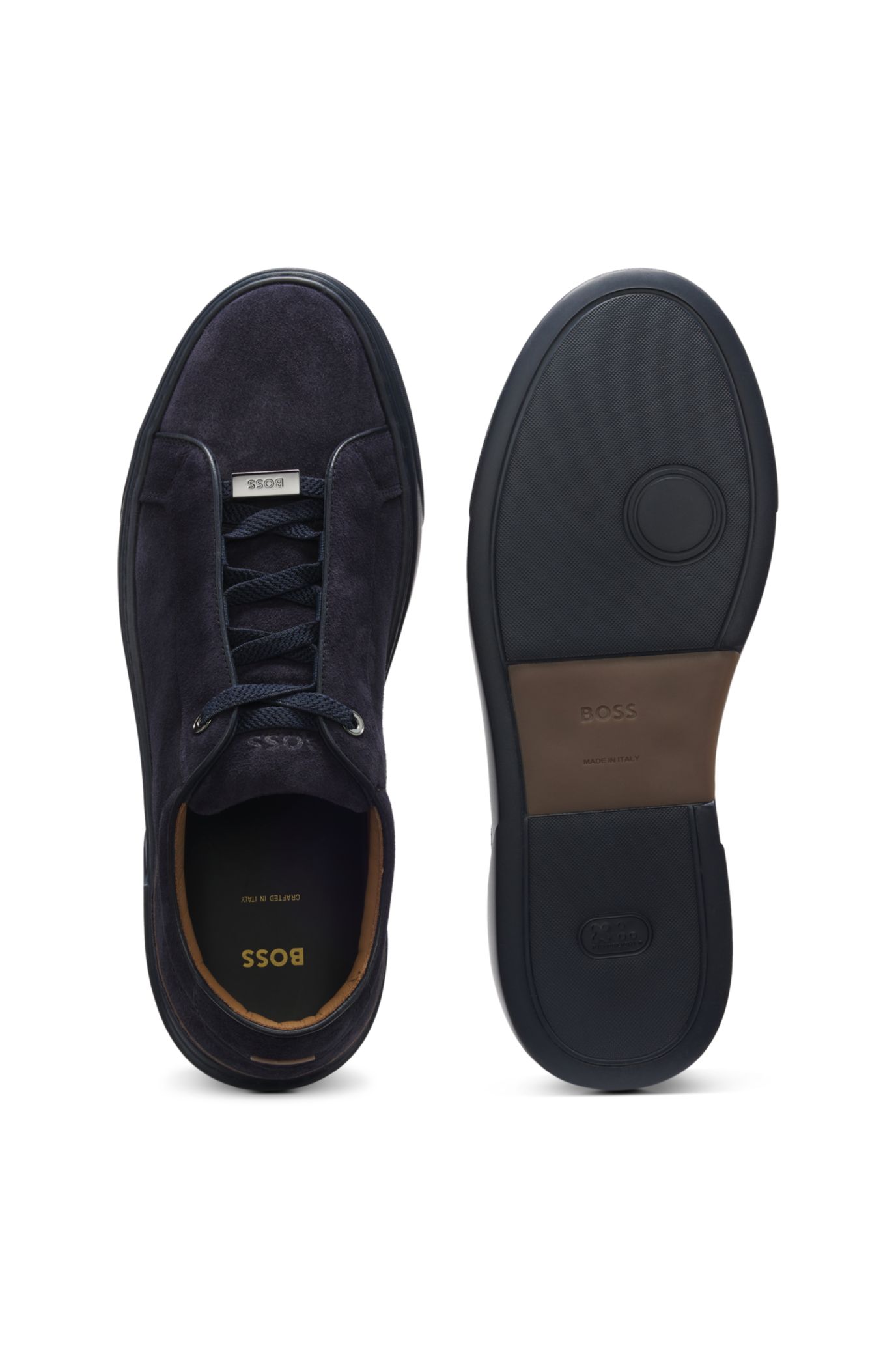 Gary trainers in suede with elastic lacing system, Dark Blue