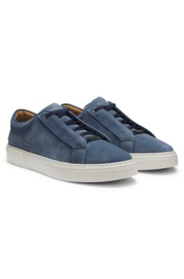 Gary trainers in suede with elastic lacing system, Blue