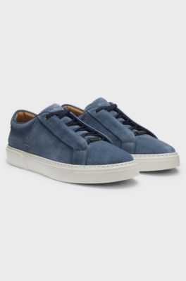Gary trainers in suede with elastic lacing system, Blue