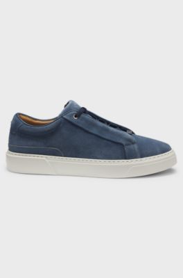 Gary trainers in suede with elastic lacing system, Blue
