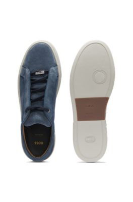 Gary trainers in suede with elastic lacing system, Blue