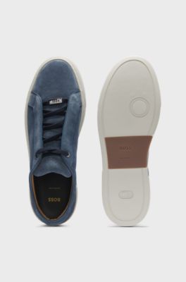 Gary trainers in suede with elastic lacing system, Blue