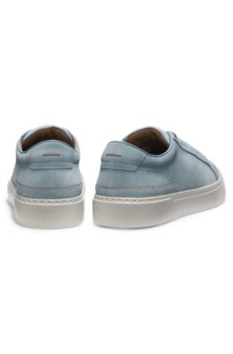 Gary trainers in suede with elastic lacing system, Light Blue