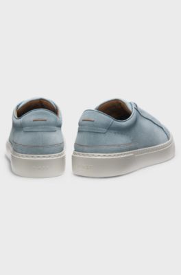 Sneakers Gary in pelle scamosciata con sistema di lacci elastici, Celeste