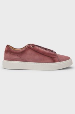 Gary trainers in suede with elastic lacing system, Red
