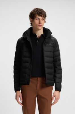 Water-repellent down jacket with tonal logo, Black