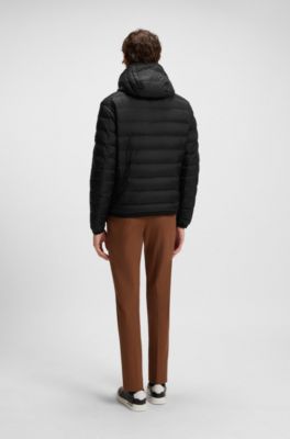 Water-repellent down jacket with tonal logo, Black