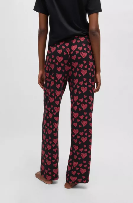 Modal-blend jersey pyjama bottoms with repeat heart print