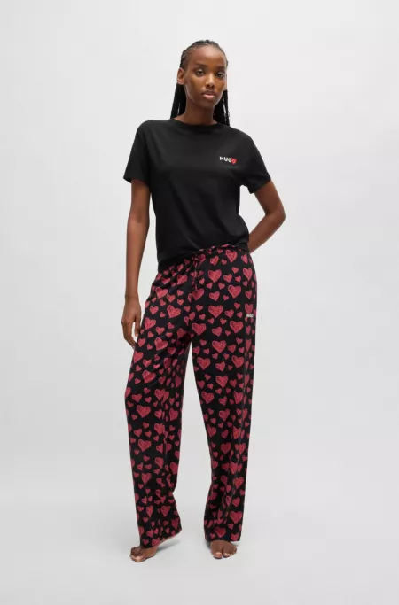 Modal-blend pyjama T-shirt with logo print