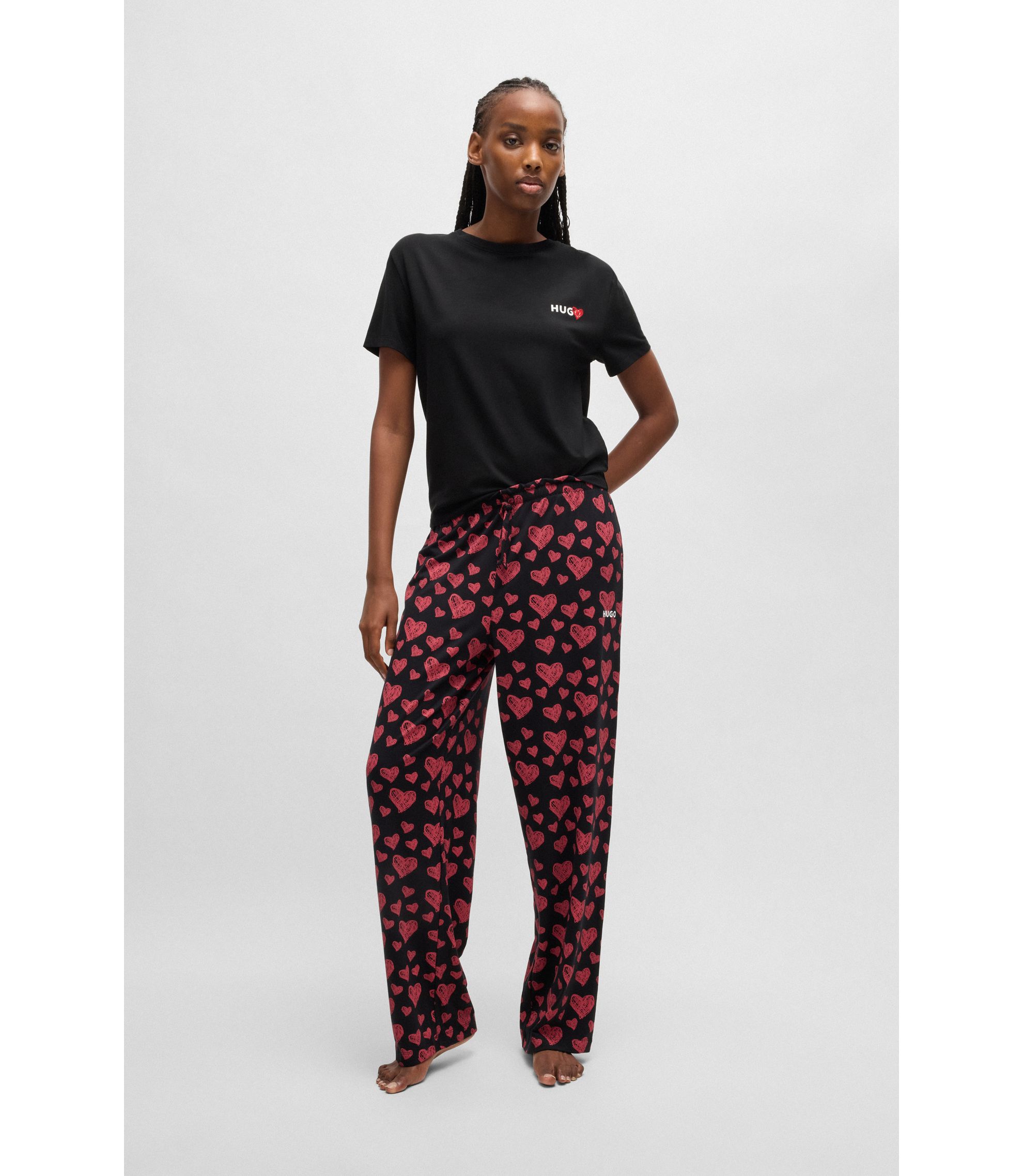 T-shirt Pyjama à Manches Longues Femme BOSS - 95% Coton, 5% Élasthanne