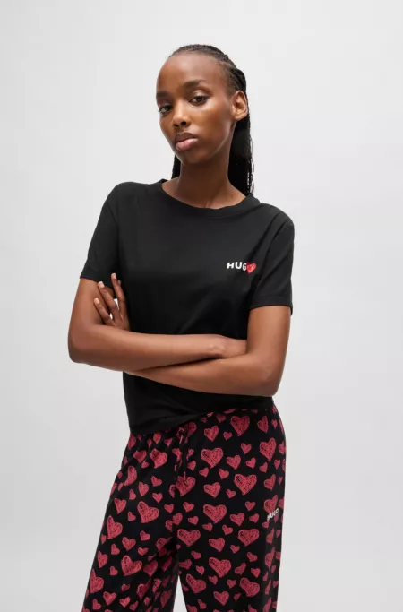 Modal-blend pyjama T-shirt with logo print