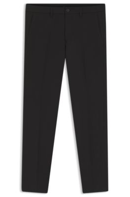 Slim-fit trousers in water-repellent stretch fabric, Black
