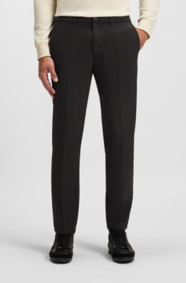 Slim-fit trousers in water-repellent stretch fabric, Black