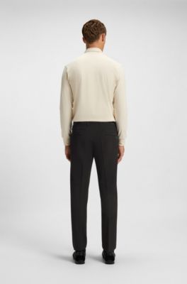 Slim-fit trousers in water-repellent stretch fabric, Black