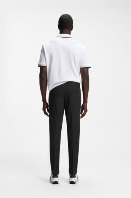 Cal&ccedil;as de ajuste slim em tecido el&aacute;stico repelente &agrave; &aacute;gua, Black