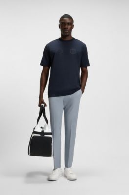 Slim fit-byxor i vattenavvisande stretchmaterial, M&ouml;rkgr&aring;